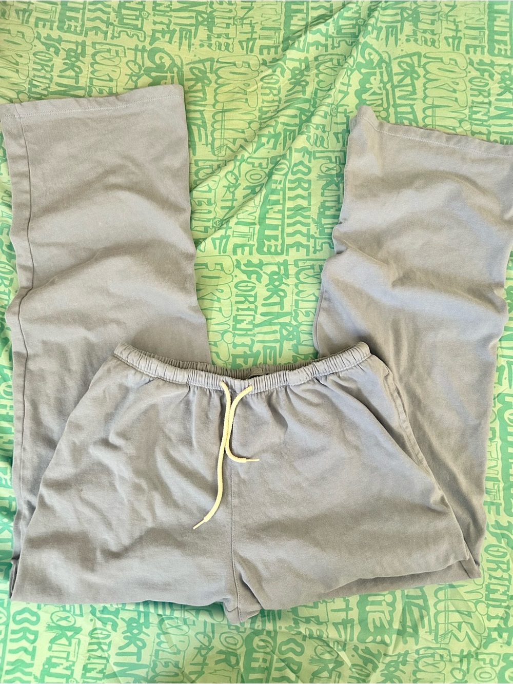 Brandy Melville Light Gray Wide Leg Lounge Pants with Drawstring